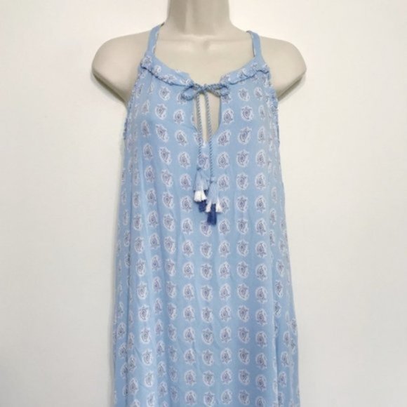 The Prairie Blue and White Strapless Maxi Dress - Picture 3 of 14